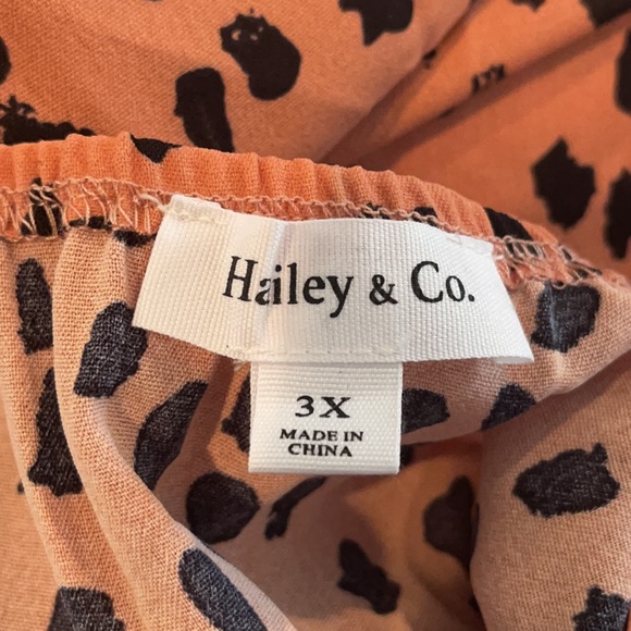 Hailey & Co. Animal Print Sleeveless Dress Sz 3X Orange Tan Tie Bodice - Picture 10 of 12